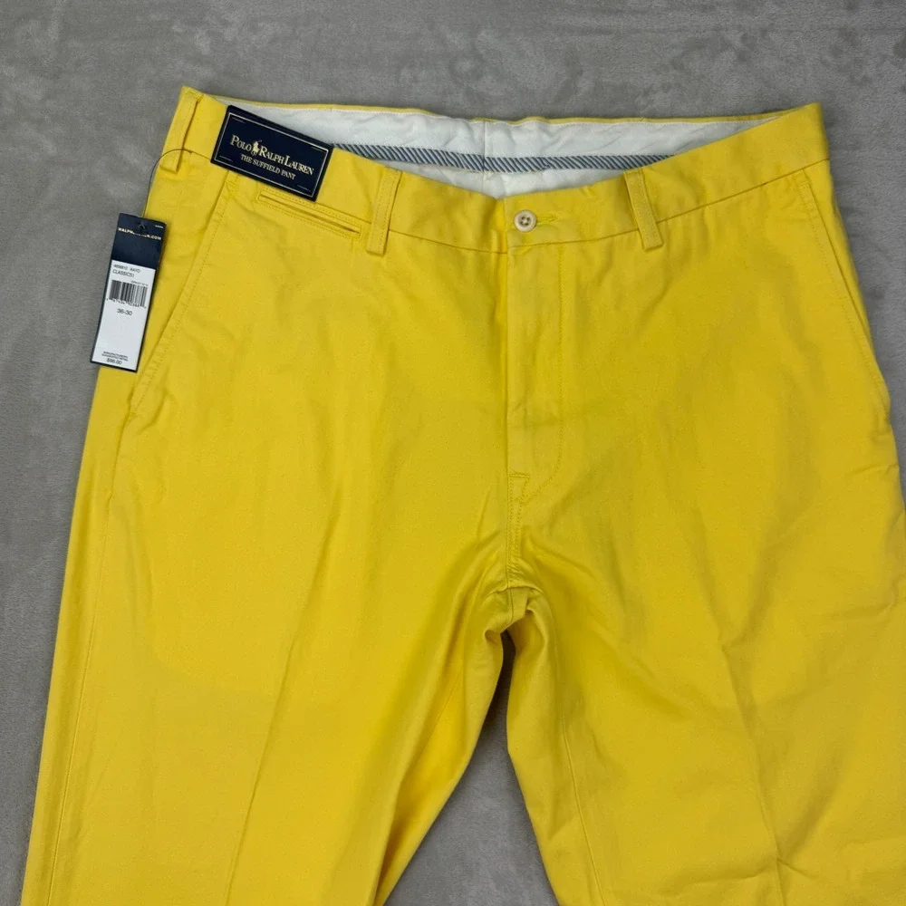 Polo Ralph Lauren Suffield Pant Mens 36/30 Yellow Classic Fit Chino New MSRP $98